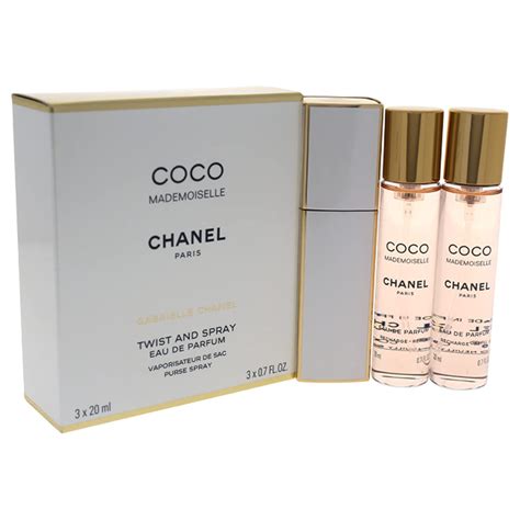 chanel coco mademoiselle eau de toilette twist & spray 3x20ml|coco mademoiselle refill only.